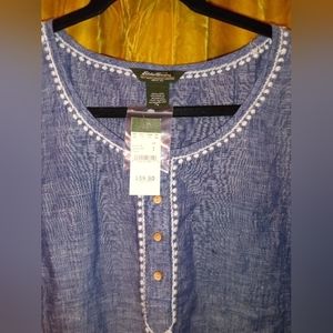 Eddie Bauer Women's Boho Linen Top NWT New sz S